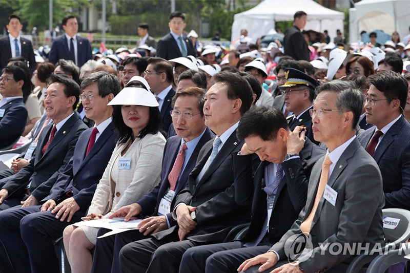 재외동포청 개청 기념행사에  참석한 윤석열 대통령 (연합뉴스제공)