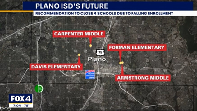 플레이노 ISD, 학생 수 감소로 4개 학교 폐쇄 고려 (사진 출처: FOX4 NEWS 캡처)